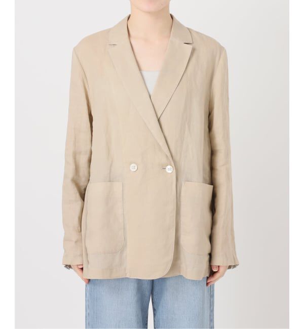 IENA「《追加予約》ウォッシャブル ソフトリネン リラックスジャケット」|テーラードジャケット|