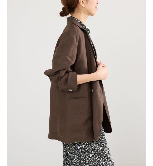 IENA「《追加予約》ウォッシャブル ソフトリネン リラックスジャケット」|テーラードジャケット|