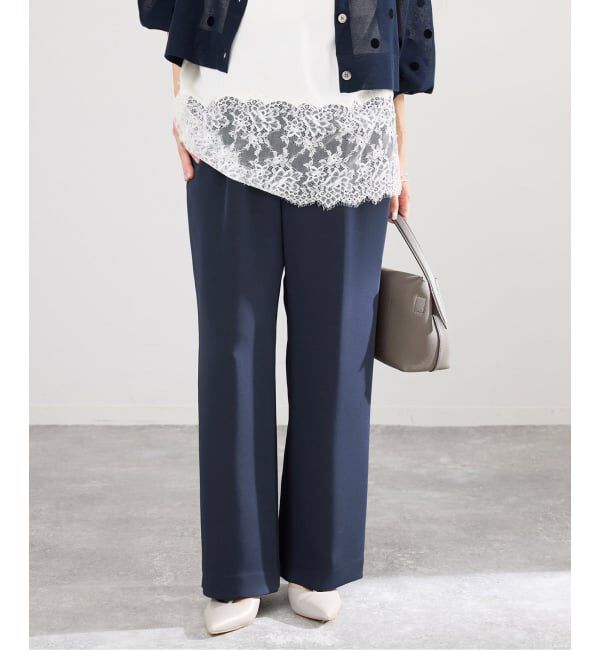 IENA「《予約》ウォッシャブルシルキーサテンイージーパンツ」|その他|ネイビー