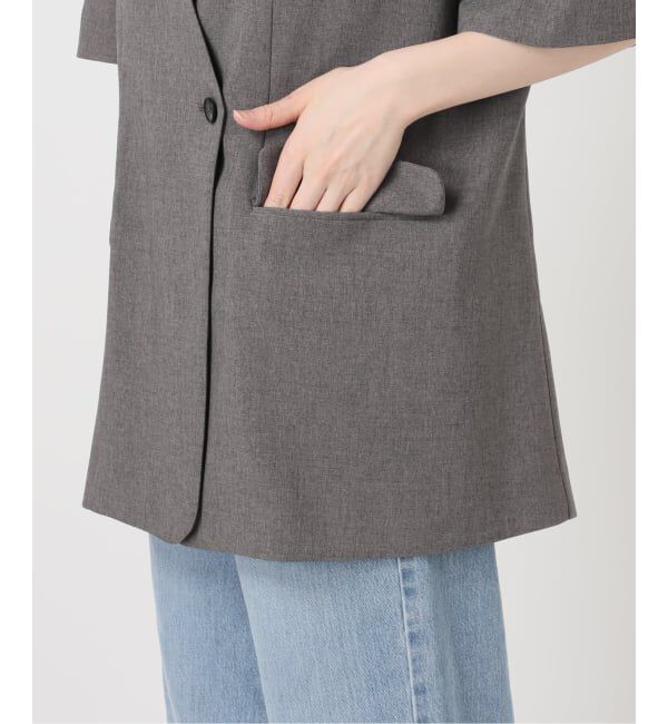 IENA「《セットアップ対応/予約》 トロピカルハーフジャケット」|ノーカラージャケット|