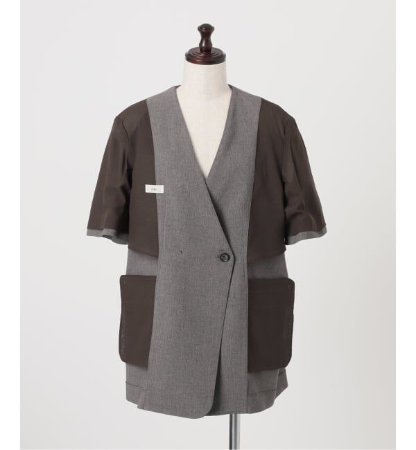 IENA「《セットアップ対応/予約》 トロピカルハーフジャケット」|ノーカラージャケット|