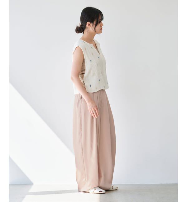 IENA「《洗濯機洗い可/予約》UVカット/接触冷感 ツイルコクーンスラックス」|スラックス|