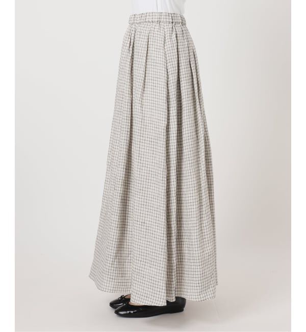 IENA「《セットアップ対応/予約》フレンチリネンチェックタックギャザースカート」|スカート|