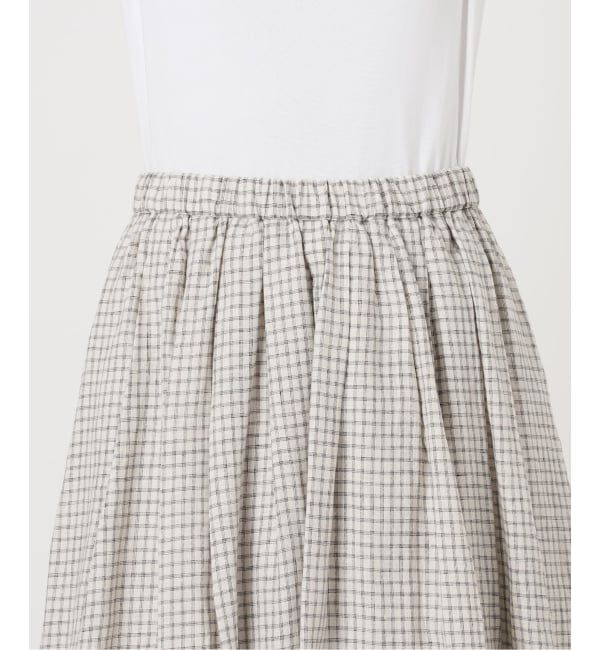 IENA「《セットアップ対応/予約》フレンチリネンチェックタックギャザースカート」|スカート|