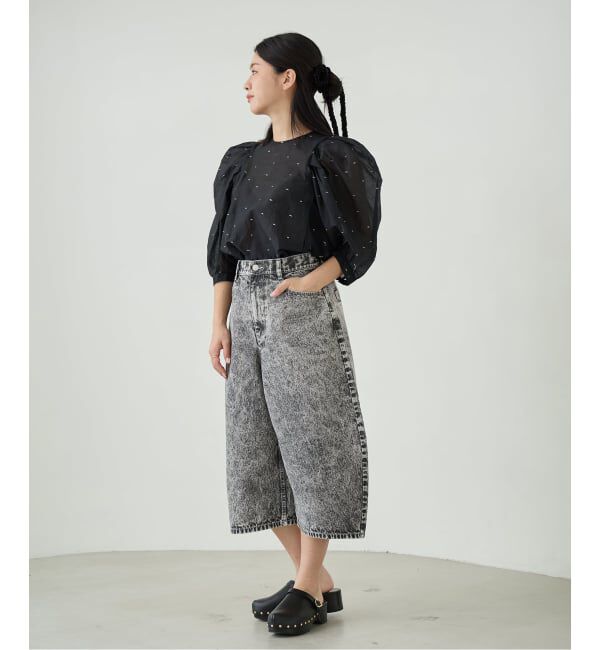 IENA LA BOUCLE「《追加予約》IENA LA BOUCLE コットンオーガンザエンブロイダリーパフィーブラウス」|シャツ・ブラウス|