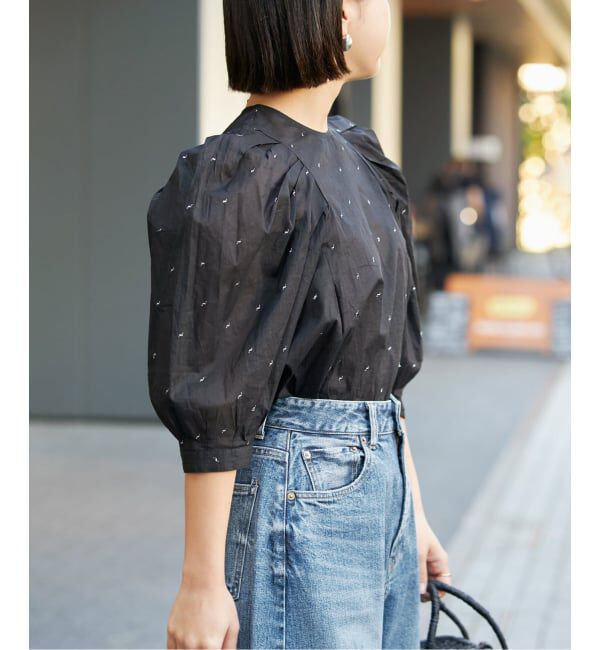 IENA LA BOUCLE「《追加予約》IENA LA BOUCLE コットンオーガンザエンブロイダリーパフィーブラウス」|シャツ・ブラウス|