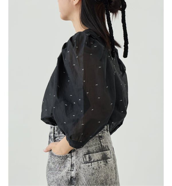 IENA LA BOUCLE「《追加予約》IENA LA BOUCLE コットンオーガンザエンブロイダリーパフィーブラウス」|シャツ・ブラウス|