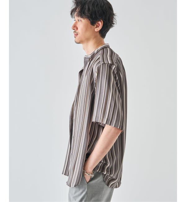 EDIFICE「《予約》パターンクリスプ ショートスリーブ バンドカラーシャツ」|シャツ・ブラウス|
