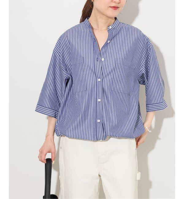 JOURNAL STANDARD relume「《追加予約 / 新色》ストライプバンドカラードロストシャツ」|シャツ・ブラウス|ネイビー