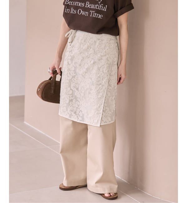 JOURNAL STANDARD「《予約》【osedit】エンブロイダリーオーガンジーラップスカート」|スカート|