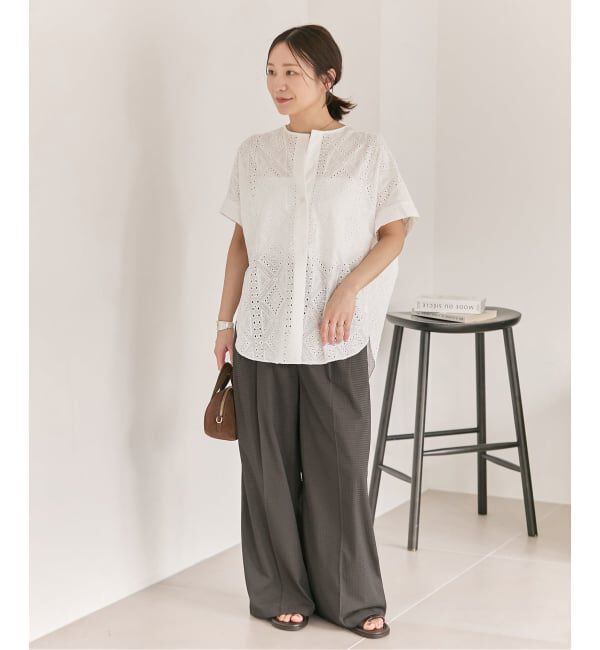 JOURNAL STANDARD「《予約》カットワークレースノーカラーブラウス」|シャツ・ブラウス|