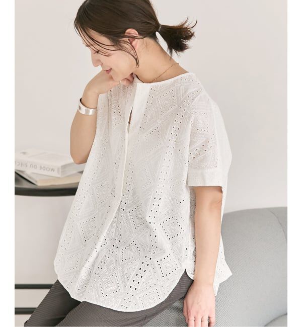JOURNAL STANDARD「《予約》カットワークレースノーカラーブラウス」|シャツ・ブラウス|