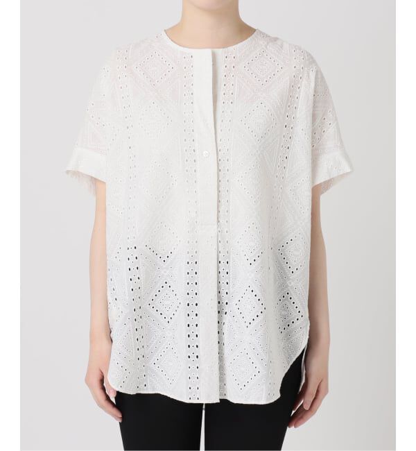 JOURNAL STANDARD「《予約》カットワークレースノーカラーブラウス」|シャツ・ブラウス|