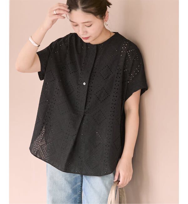 JOURNAL STANDARD「《予約》カットワークレースノーカラーブラウス」|シャツ・ブラウス|