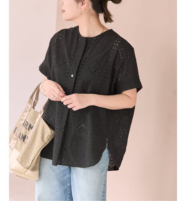 JOURNAL STANDARD「《予約》カットワークレースノーカラーブラウス」|シャツ・ブラウス|