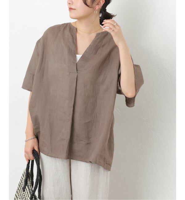 JOURNAL STANDARD relume「《予約》［26SS新作］ガーメントダイラミーVネックプルオーバー」|シャツ・ブラウス|ブラウン