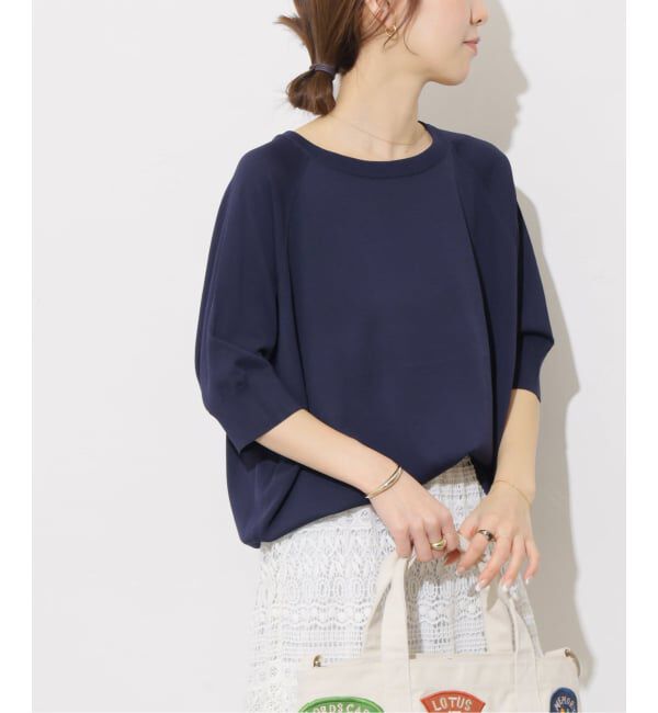 JOURNAL STANDARD relume「《予約》［26SS新作］接触冷感 / ウォッシャブルクールドルマンプルオーバー」|ニット・セーター|ネイビー