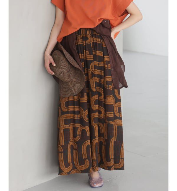 JOURNAL STANDARD relume「《予約》［26SS新作］モダンアフリカンプリントギャザースカート」|スカート|
