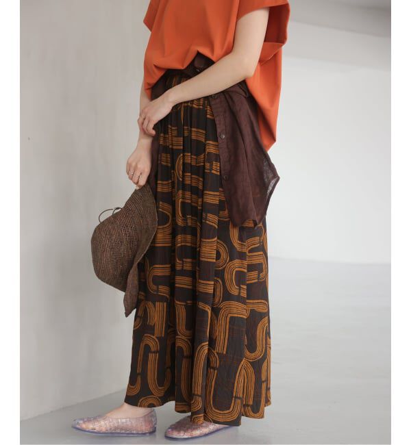 JOURNAL STANDARD relume「《予約》［26SS新作］モダンアフリカンプリントギャザースカート」|スカート|