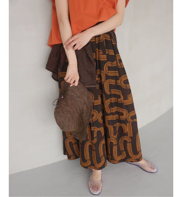 JOURNAL STANDARD relume「《予約》［26SS新作］モダンアフリカンプリントギャザースカート」|スカート|
