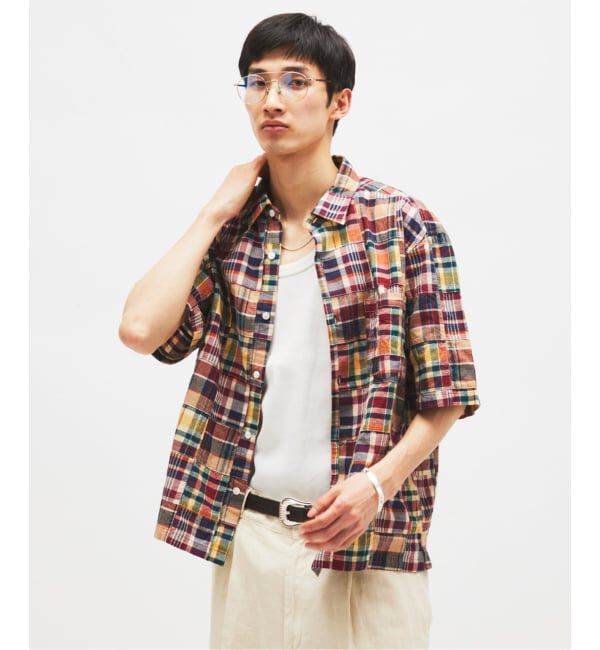 JOURNAL STANDARD「《予約》パッチ マドラス チェック ボックス 半袖 シャツ」|シャツ・ブラウス|