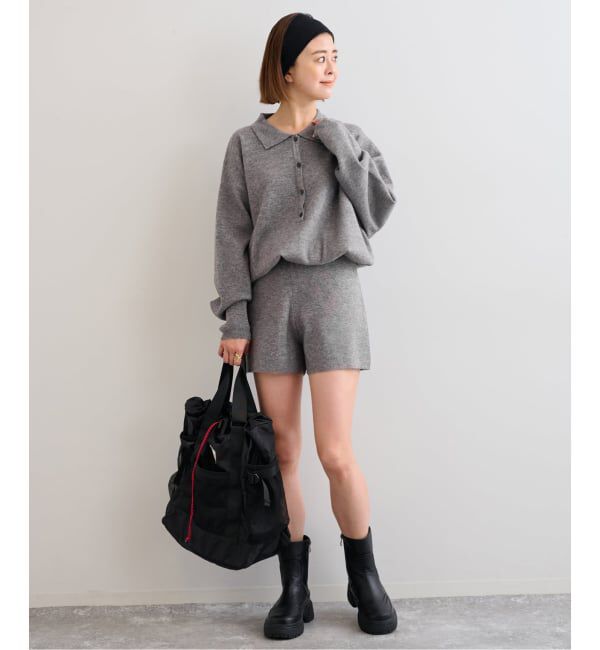 U by SPICK&SPAN「えり付きニットロンパース」|オールインワン|