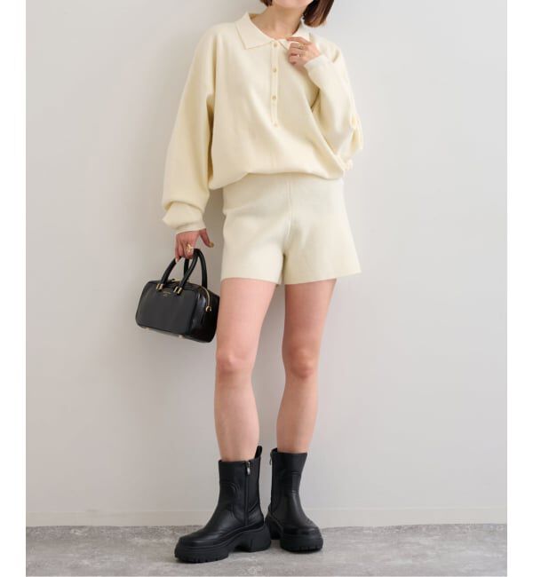 U by SPICK&SPAN「えり付きニットロンパース」|オールインワン|ナチュラル