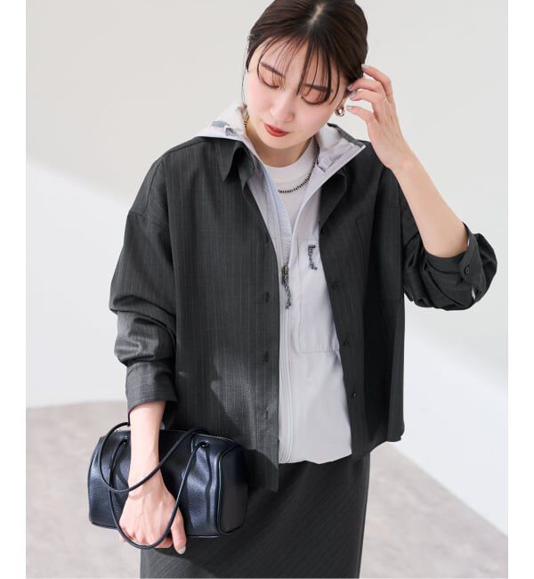 FRAMeWORK「TWストライプショートシャツ」|シャツ・ブラウス|グレー