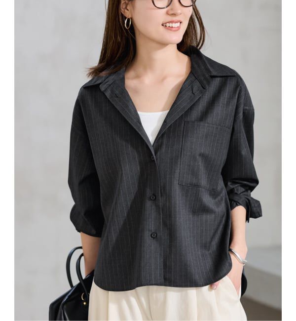 FRAMeWORK「TWストライプショートシャツ」|シャツ・ブラウス|