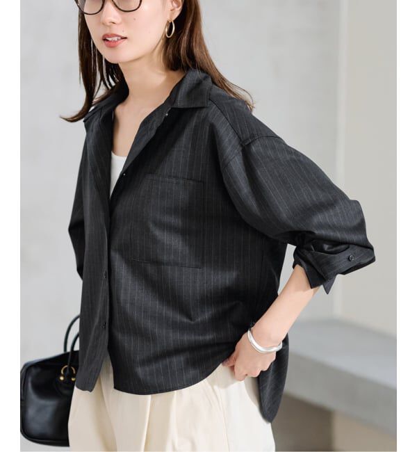 FRAMeWORK「TWストライプショートシャツ」|シャツ・ブラウス|