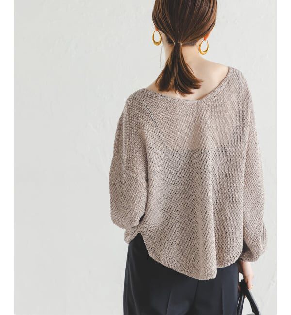 NOBLE「《WEB&ルミネ新宿店限定追加》ペーパーヤーン カノコBACK Vプルオーバー」|ニット・セーター|