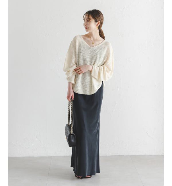 NOBLE「《WEB&ルミネ新宿店限定追加》ペーパーヤーン カノコBACK Vプルオーバー」|ニット・セーター|