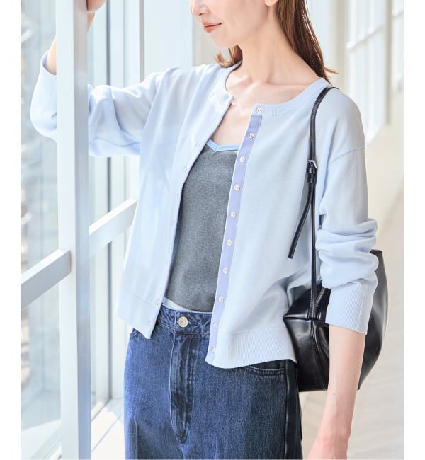 U by SPICK&SPAN「《予約》ウォッシャブルドットボタンニットカーディガン」|カーディガン|サックスブルー