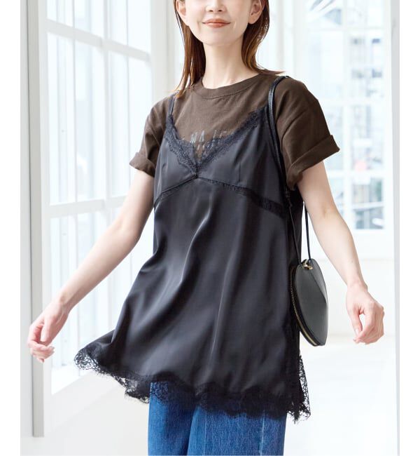 U by SPICK&SPAN「《予約》サテンレースキャミ」|キャミソール|