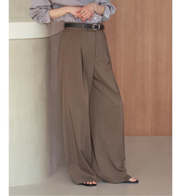 NOBLE「《追加予約・セットアップ対応》エステルツイルストレッチスラックスパンツ」|スラックス|ブラウン