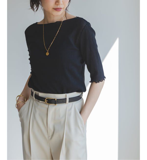 NOBLE「《追加予約》シアークレープジャージ五分袖Tシャツ」|Tシャツ・カットソー|