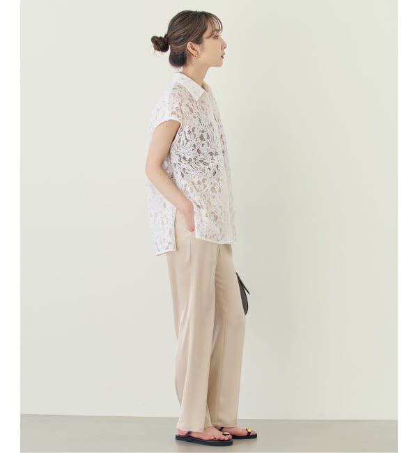 NOBLE「《追加予約》【洗える】ボタニカルレースフレンチスリーブブラウス」|シャツ・ブラウス|