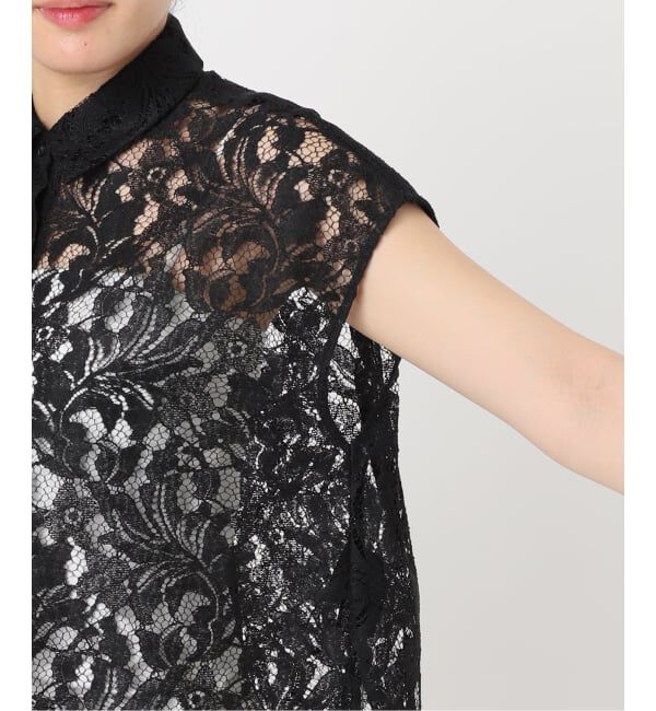 NOBLE「《追加予約》【洗える】ボタニカルレースフレンチスリーブブラウス」|シャツ・ブラウス|