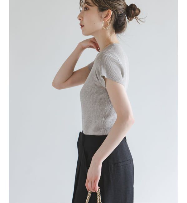 NOBLE「《予約》ショートスリーブコンパクトリブニット」|ニット・セーター|