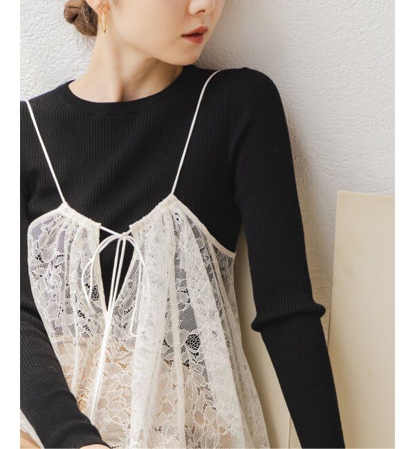 NOBLE「《追加予約2》ラッセルレースギャザーキャミ」|キャミソール|