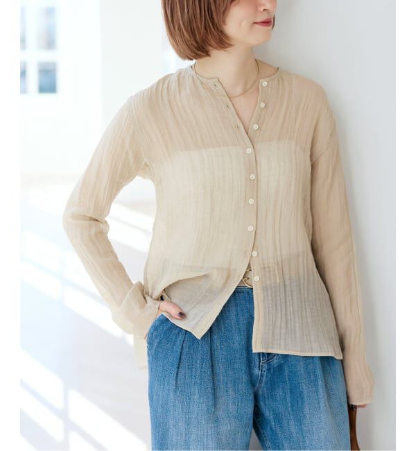 Spick and Span「《予約》クレープクルーネックブラウス」|シャツ・ブラウス|ベージュ