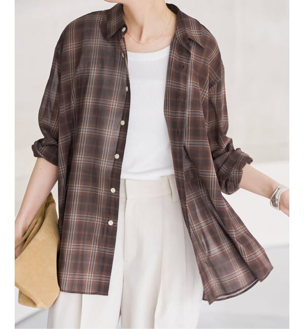 Spick and Span「《予約》コットンボイルチェックシャツ」|シャツ・ブラウス|