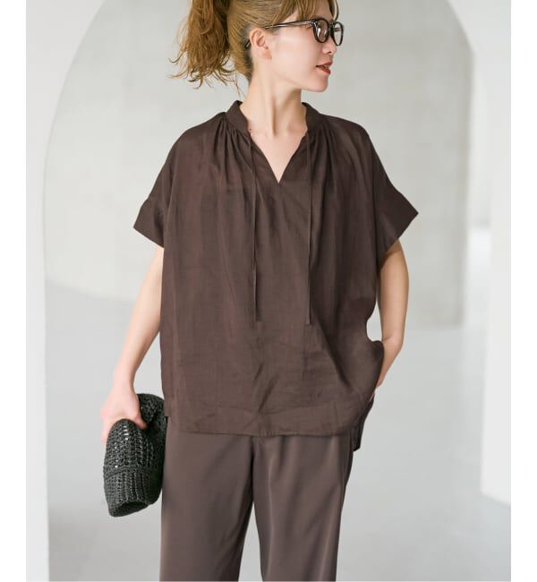 Spick and Span「《予約》ラミーミックススキッパーブラウス」|シャツ・ブラウス|