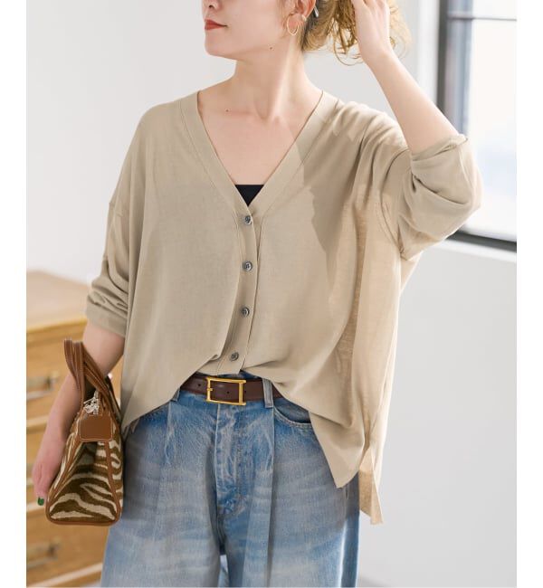 Spick and Span「《WEB限定カラー有り / 予約》ICE FINE Vネックカーディガン」|カーディガン|ベージュ