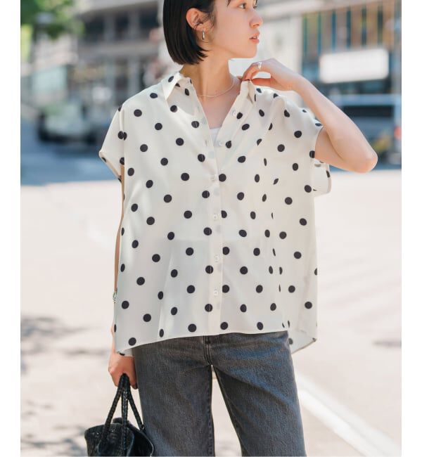 Spick and Span「《一部店舗+WEB限定 / 追加予約》ドットフレンチスリーブシャツ」|シャツ・ブラウス|