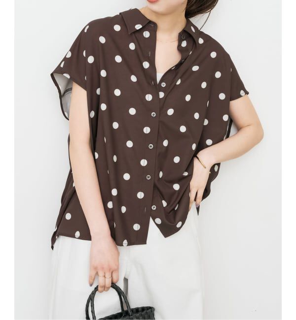 Spick and Span「《一部店舗+WEB限定 / 追加予約》ドットフレンチスリーブシャツ」|シャツ・ブラウス|
