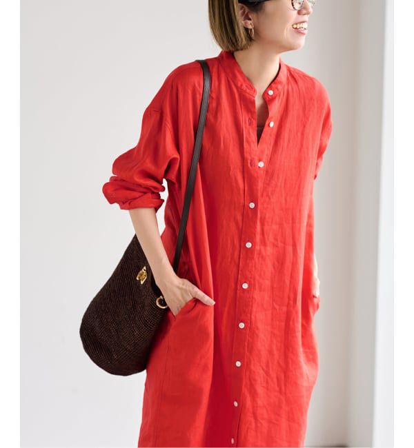 FRAMeWORK「≪一部カラーWEB限定 / 追加予約≫フレンチリネンシャツワンピース」|ワンピース|レッド