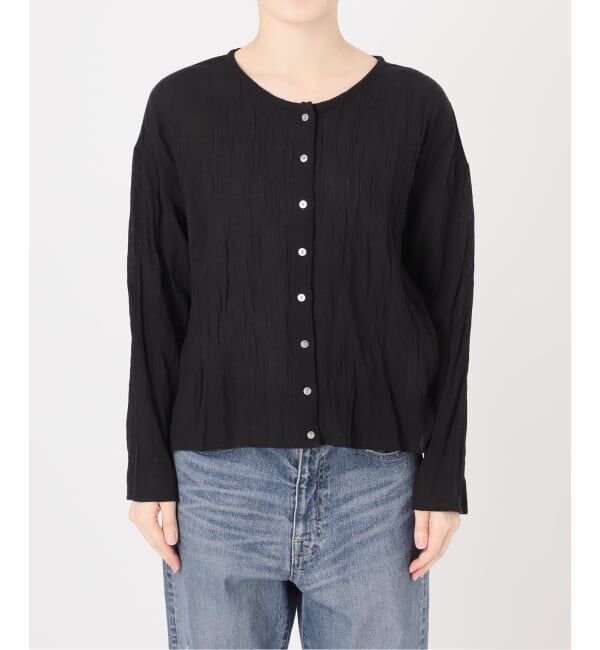 FRAMeWORK「≪予約≫LINENmixクレープクルーネックブラウス」|シャツ・ブラウス|