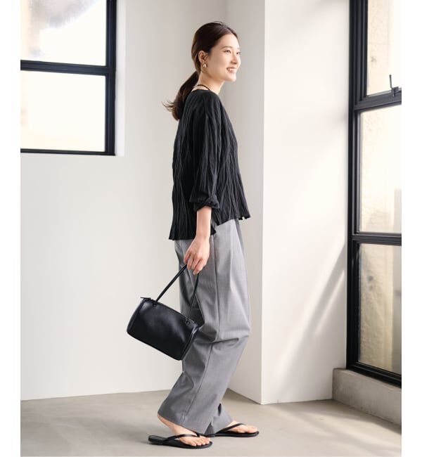 FRAMeWORK「≪予約≫LINENmixクレープクルーネックブラウス」|シャツ・ブラウス|