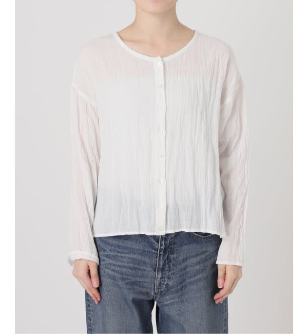 FRAMeWORK「≪予約≫LINENmixクレープクルーネックブラウス」|シャツ・ブラウス|